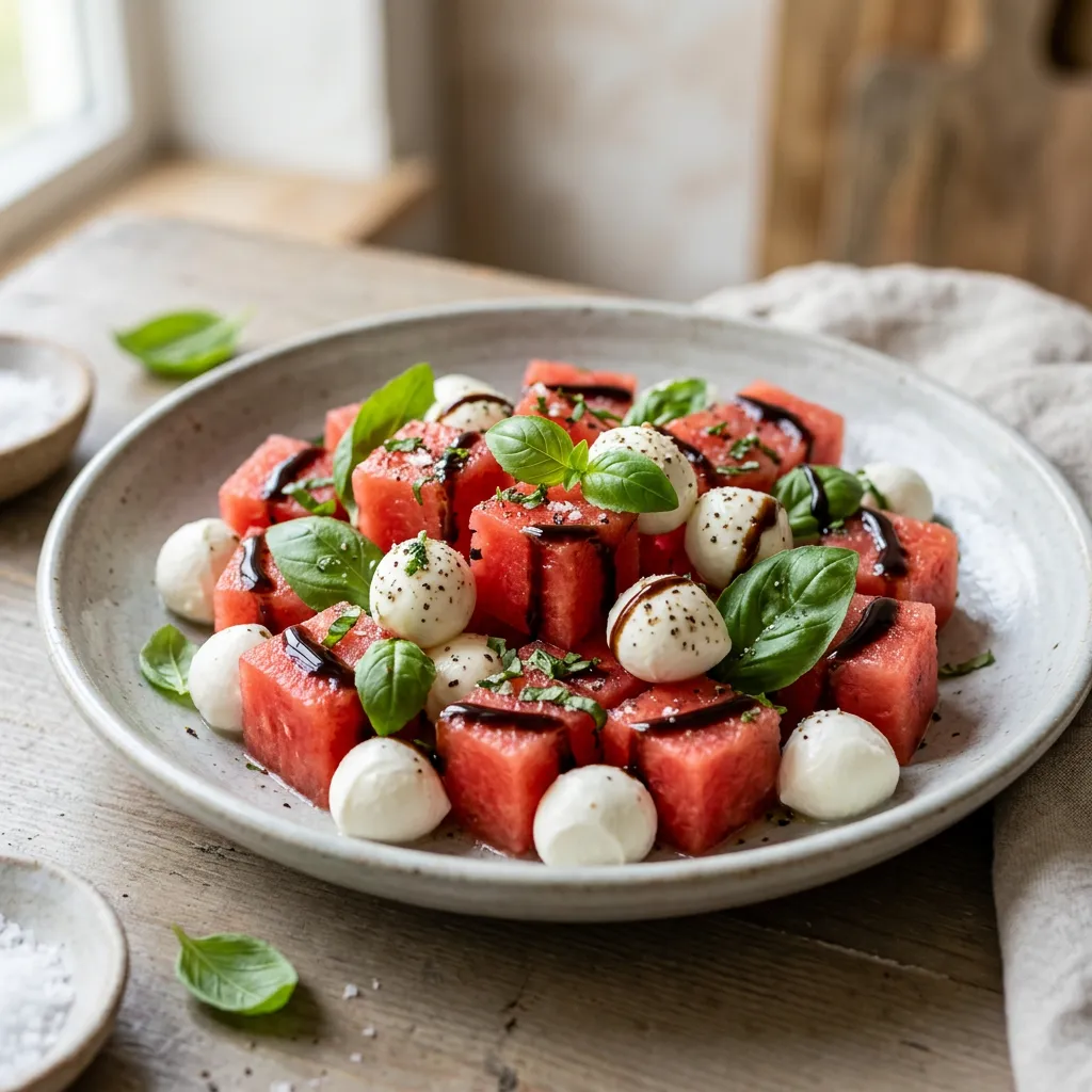Watermelon and Mozzarella Salad With Basil