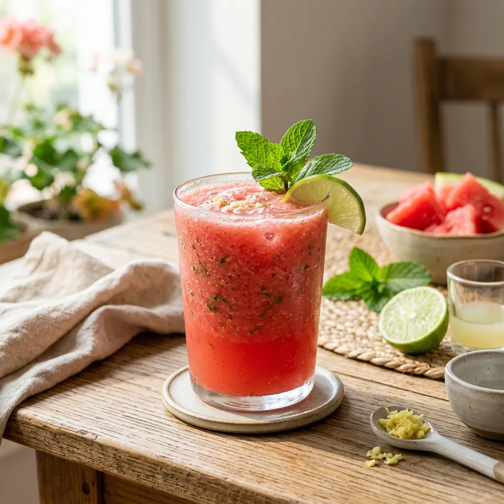 Watermelon Smoothie With Ginger and Lime