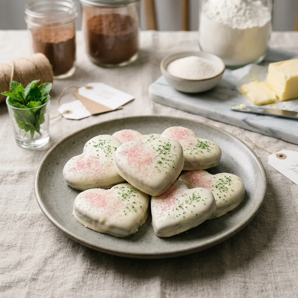 White Chocolate Heart-Shaped Thin Mints