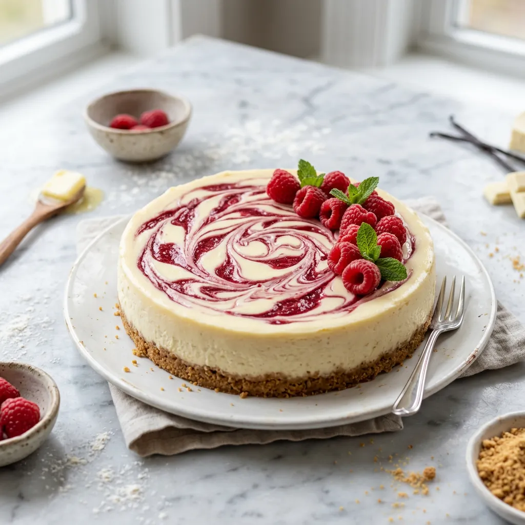 White Chocolate Raspberry Cheesecake