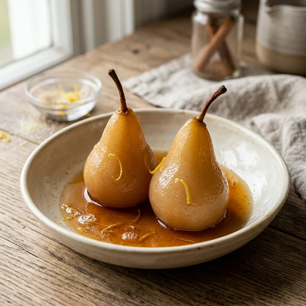 White Wine Poached Pears