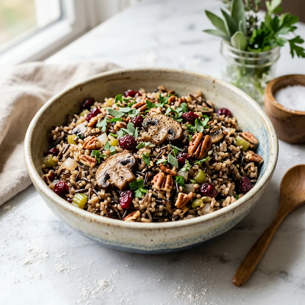 Finished Wild Rice Stuffing dish