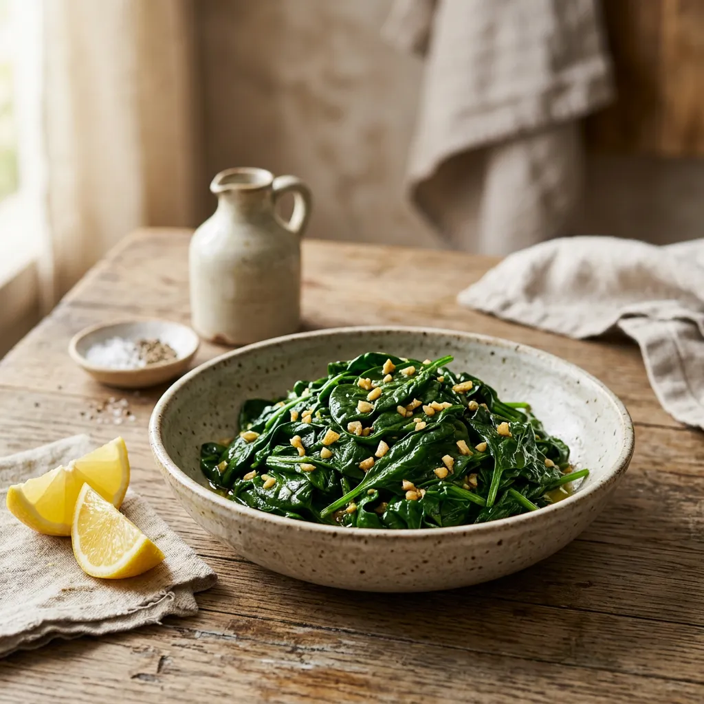 Wilted Baby Spinach With Garlic