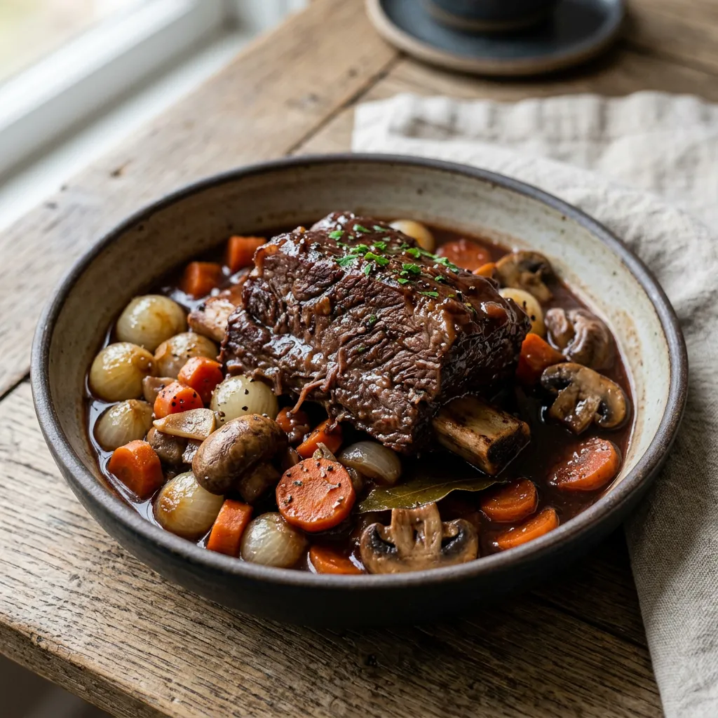 Finished Wine-Braised Short Ribs for Two dish