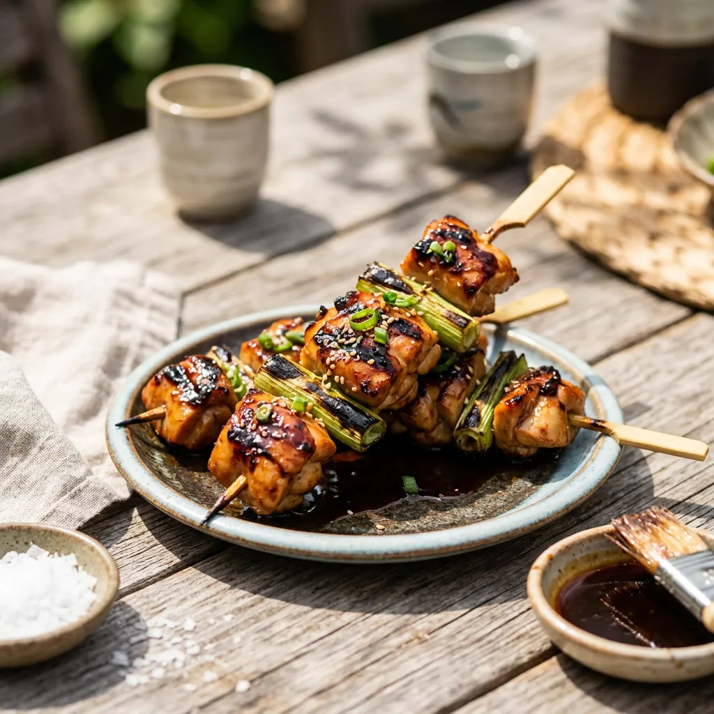 Yakitori Negima (Japanese Grilled Chicken and Scallion Skewers)