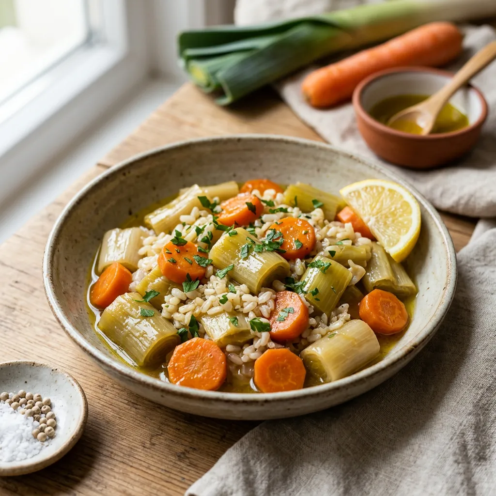 Zeytinyağlı Pırasa (Turkish Braised Leeks and Carrots) Recipe