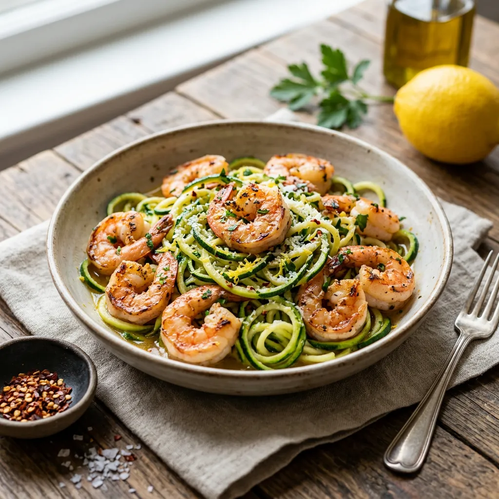 Zucchini Noodles With Shrimp Scampi